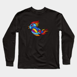 Stained Glass Bird Illustration Birder Long Sleeve T-Shirt